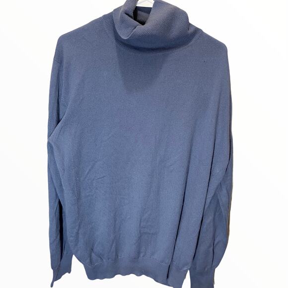 Malo Sweater 100% Cashmere Knitted Long Sleeve Turtle Neck Pullover Blue 2X - Picture 1 of 5